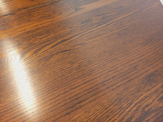 Image 1 of Vintage brutalist hexagonal oak dining table from the 1950s with extension