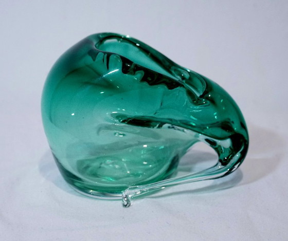 Image 1 of Prachtige smaragdgroene Murano glazen schaal