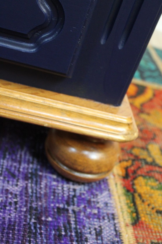 Image 1 of VINTAGE 7-DRAWER MIDNIGHT BLUE WARDROBE 1960 FRANCE