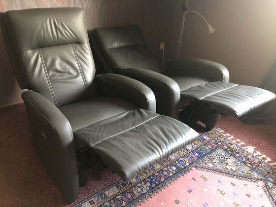 2 fauteuils inclinables à réglage électrique – Fauteuils de relaxation, Leather (photo 4 of 8)