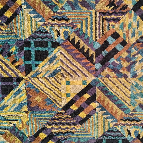 1980s Missoni geometrisch patroon vloerkleed, Multi Color, Vloerkleden en tapijten, Textiel, Geel, Abstract (foto 6 van 14)