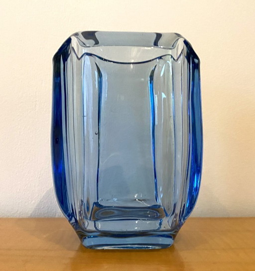 Uranium glass vase blue 1970s