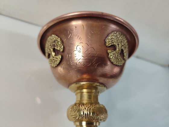 Image 1 of Dekorativer Ritualkelch, Kupfer und Messing – Lebensbaum (15 cm)