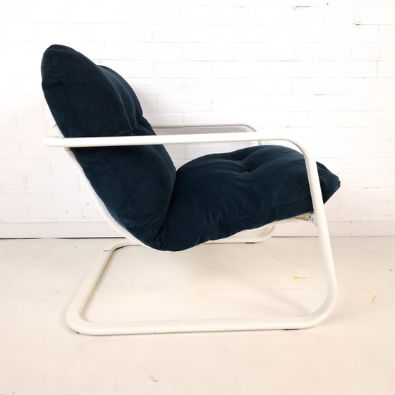 Fauteuil vintage Ikea Rörberg années 90, blanc, métal, bleu – Textile, Metal (photo 6 of 9)