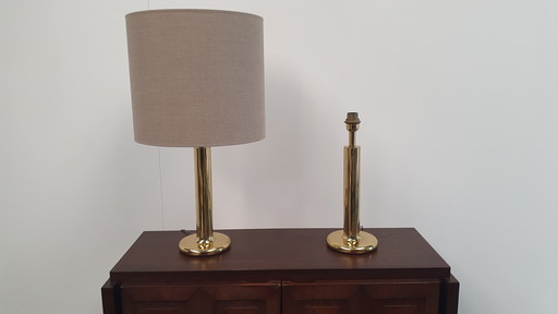 2x brass table lamp Baulmann Leuchten, Germany 1980s