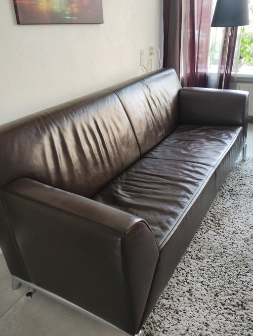 3-Seater Sofa Jori Pacific Chocolate Brown Leather, Both Armrests Can Be Adjusted For More Seating