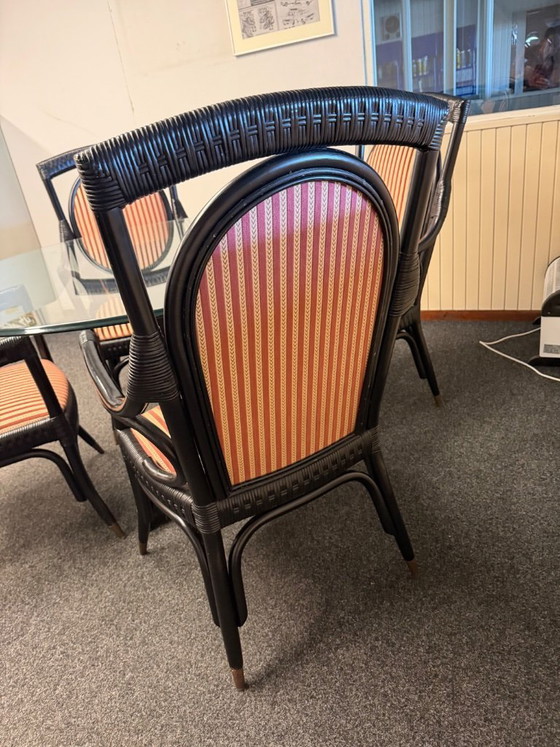 Image 1 of Ensemble de salle à manger vintage 5 pièces en bambou noir des années 1970