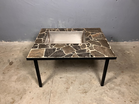 Image 1 of Brutalist coffee table side table slate planter
