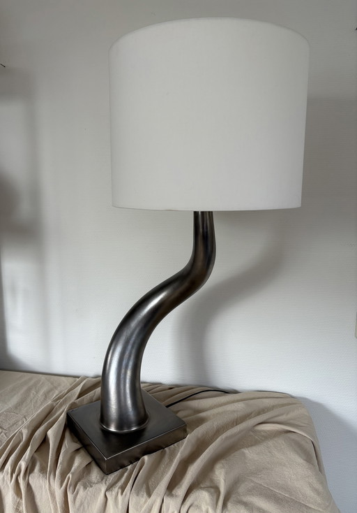 Preloved Design Organic Shape Ceramic Silver Table Lamp