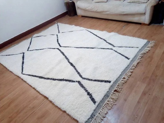 Handwoven Moroccan rug in Beni Ourain style - Long pile - 100% wool - 244 x 179 cm – Rugs & carpets, Cotton (photo 7 of 9)