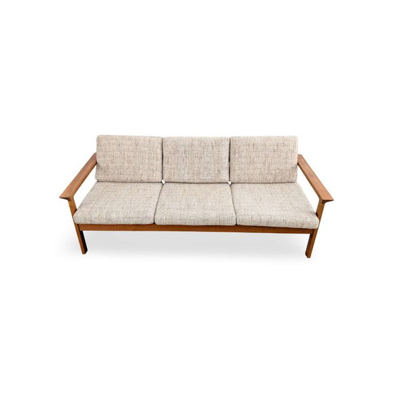 Original Vintage Midcentury Three-Seater Sofa Teak Vamo Denmark, Vamo Møbelfabrik, 3-5 seaters, Wood, Beige (photo 5 of 11)