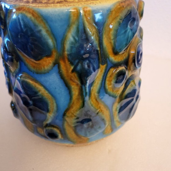Vaso in ceramica Fat Lava blu e marrone, Carstens Tonieshoff, Vasi, Mid Century Modern (foto 12 di 14)