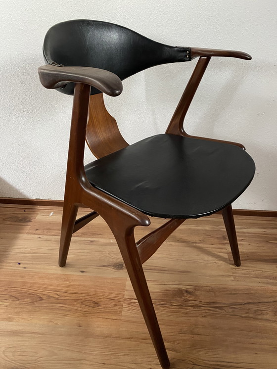 Image 1 of 4 sedie vintage in corno di mucca di Louis van Teeffelen