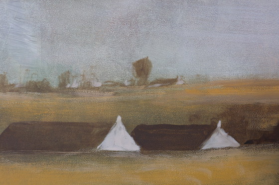 Image 1 of Large Signed Painting of a Hay Landscape from the Belgian Painter Frank Bogaert, ca. 1970