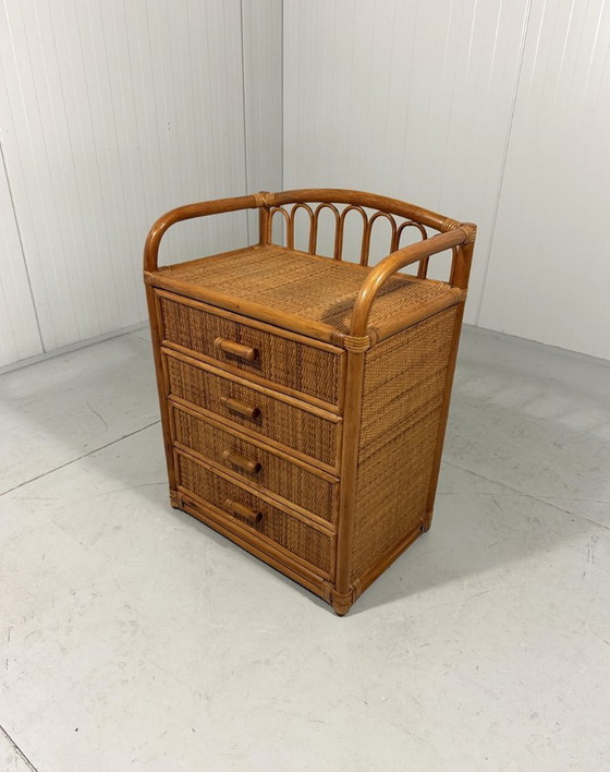 Image 1 of Rotan ladekast nachtkastje 1980's