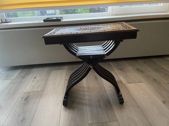 Image 1 of Pakistani Chiniot hand-carved rosewood chairs with Savonarola-inspired folding form