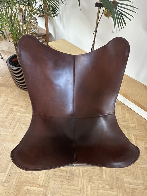 Cuero Leder-Schmetterlingsstuhl – Chrom – Eiche