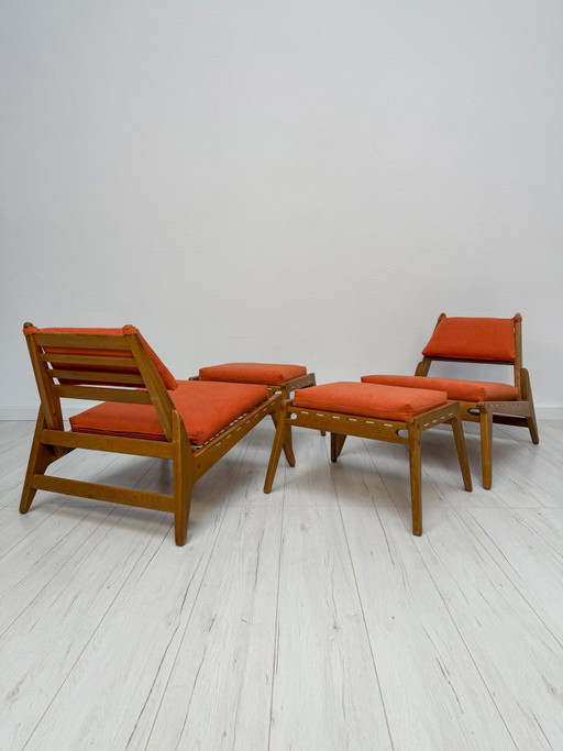 1960s Vintage ‘Hunting Chair’ Lounge Seating Set with Ottomans by Heinz Heger for PGH Annaberg-Buchholz