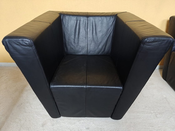 Image 1 of Harvink Sofá y sillón 2 plazas cuero negro