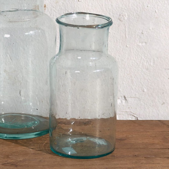 Blauwe antieke flessen (ca. 1920). Set van 2 stuks #18 – Glazen & Karaffen, Glass (photo 14 of 18)