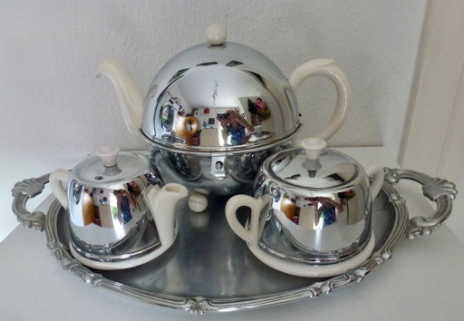 Vintage Everhot Art Deco Teeservice aus den 1930er Jahren. – tafelwaar, Ceramic, Metal
