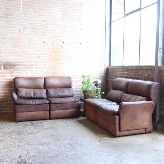 Image 1 of canapé intage elements cuir marron 1970