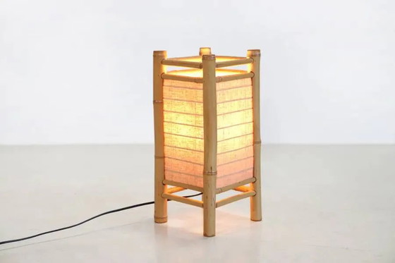 Lampada da tavolo vintage giapponese Tarogo in bambù e lino – Lampade da tavolo, Bamboo (photo 5 of 6)