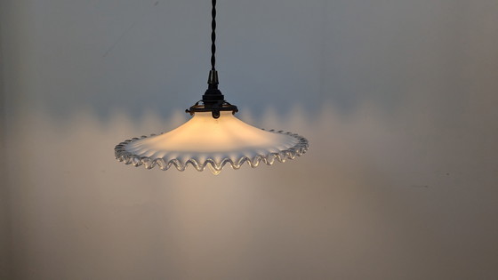 Image 1 of Vintage White Opaline Hanging Lamp