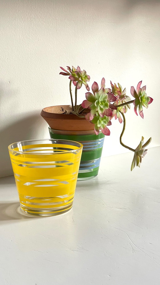Image 1 of Pair of vintage screen-printed glass planters