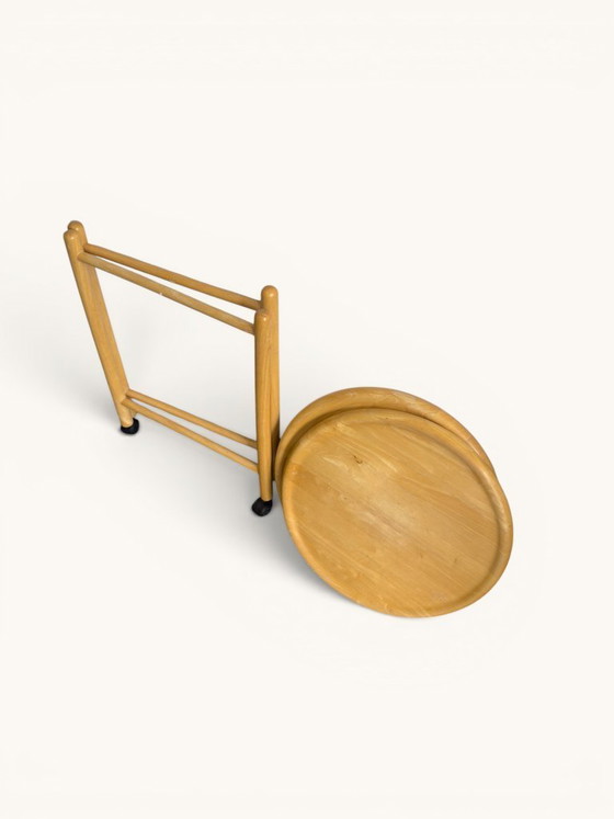 Ronde Vintage Trolley Op Wieltjes Van Jens Quistgaard, Jaren 70 – Serveerwagens, Wood (photo 3 of 5)
