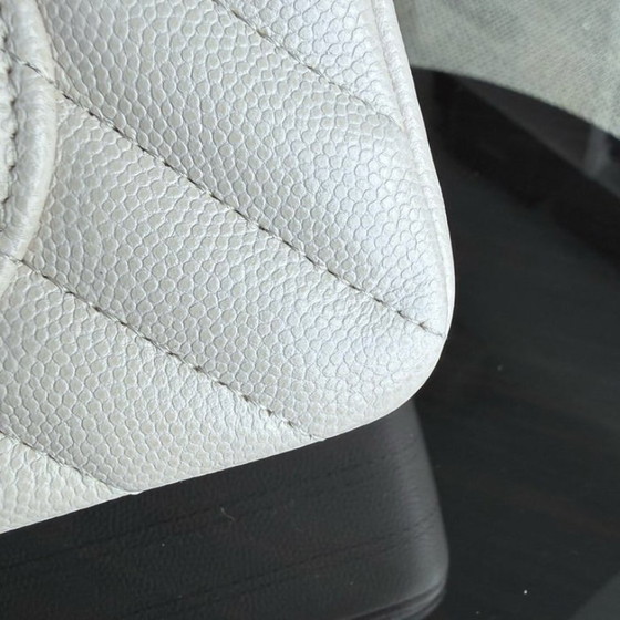 Image 1 of Chanel Classic Flap Small - Caviar 23CM Chevron Cream White Gold Hardware Series 26