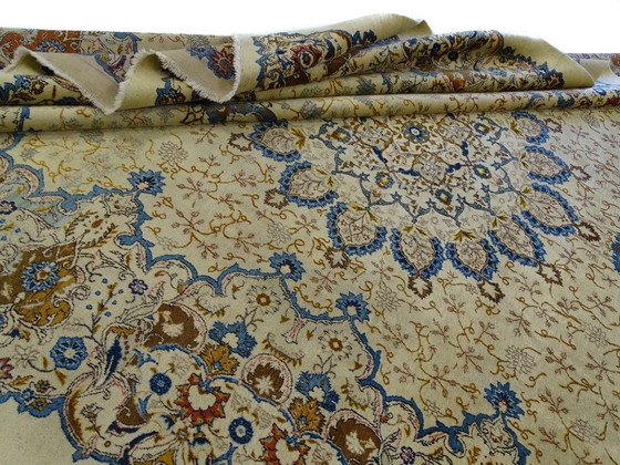 Image 1 of Exklusiver, halb antiker XXL-Keshan-Teppich – 428 x 318 cm – handgeknüpfter Perserteppich
