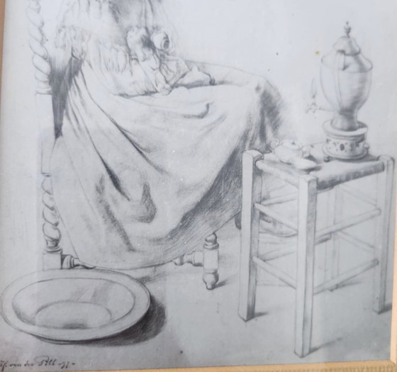 Image 1 of Rare Pencil Drawing by Herbert van der Poll 1896