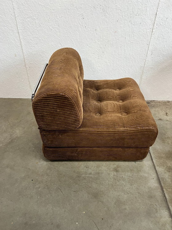 Image 1 of Vintage Fauteuil, Daybed/uitklapbed, Bruin Corduroy, 1970