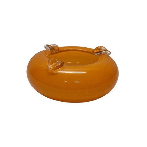 Vintage orangefarbener Glasaschenbecher