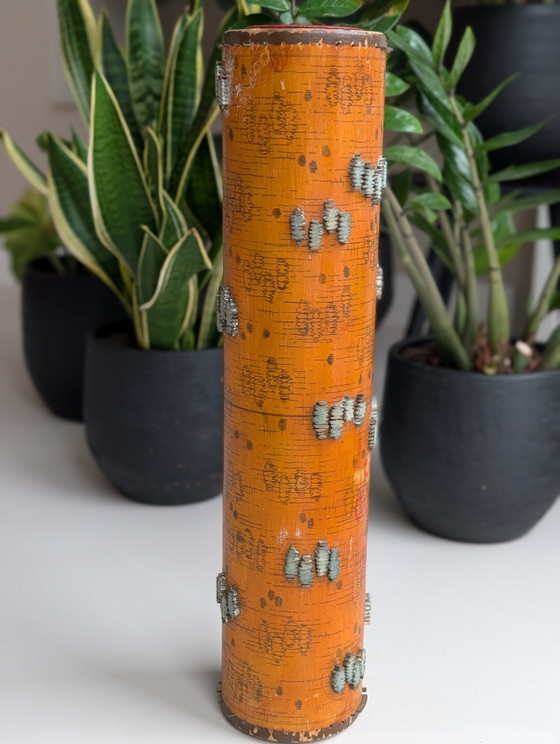 Raro Cilindro di Stampa Antico "3 Gelb" (Motivo 2476) – Timbro – Oggetti decorativi, Metal, Wood (photo 7 of 8)