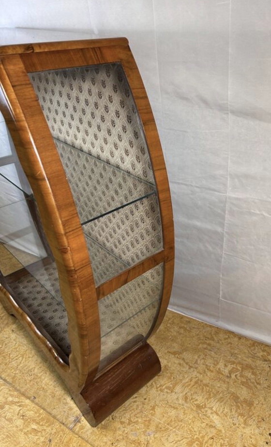 Image 1 of Vitrine Art Déco vintage en noyer, années 1930-1940