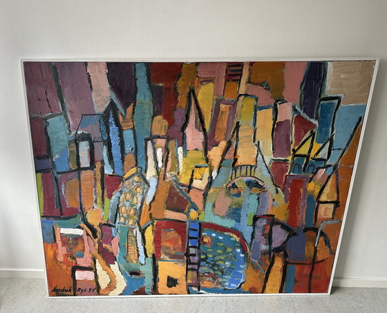 Image 1 of Modern Groot Olieverf Schilderij door Hendrik Nijs 1996