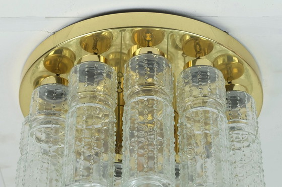 Image 1 of fantástica lámpara de techo glashuette limburg mid century lámpara de techo con 18 tubos de cristal