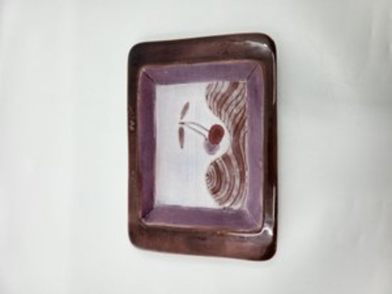 Image 1 of Cloutier Brothers trinket tray in glazed ceramic, Rose, France, 1950