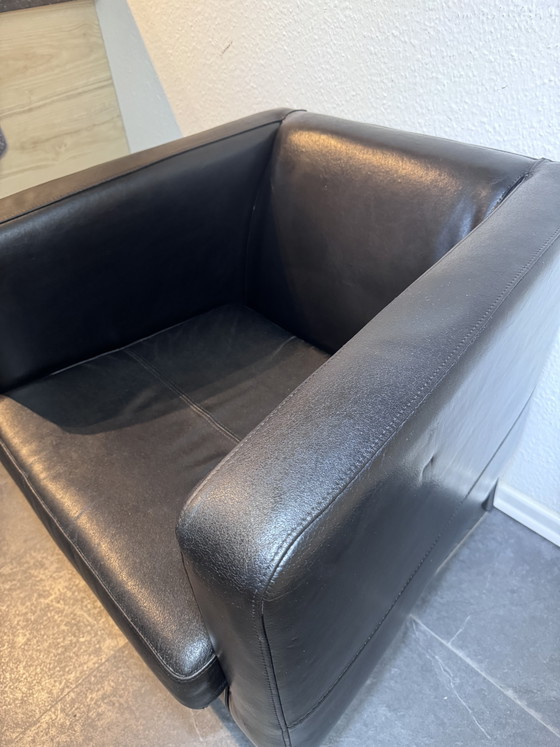 Rare fauteuil vintage IKEA Klippan en cuir véritable et chrome (1999) – Leather, Metal (photo 7 of 13)