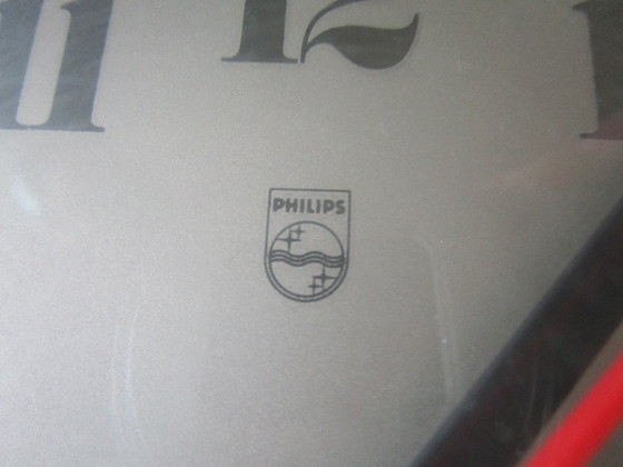 Image 1 of Vintage bruine ronde Philips HR5476 Quartz wandklok uit de jaren 70. 