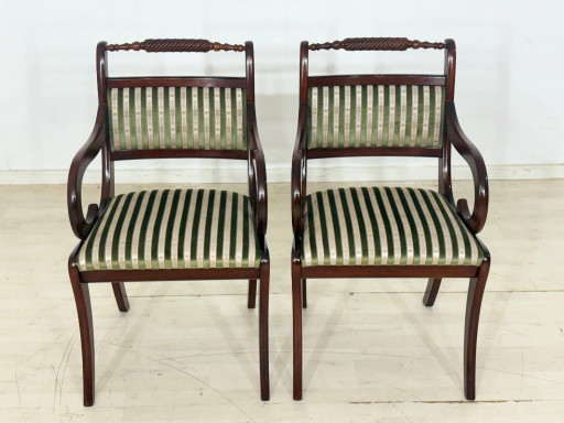 Juego de 2 sillas de comedor de estilo colonial / sillas de caoba / sillas de cocina vintage – fauteuils, Wood