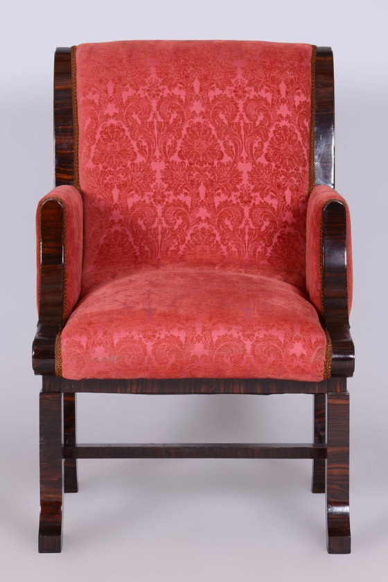 Restored Art Deco Armchair, By Pavel Janák, By PUD, Oak, Czech, 1910s – Textile, Wood (photo 5 of 14)