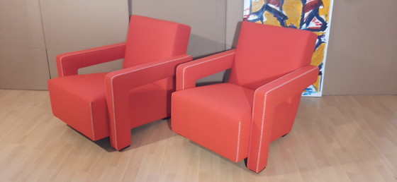 Image 1 of Cassina 2 Poltrona 637 Utrecht Nuova Mai Usata Lampo Rosso Lana 13L