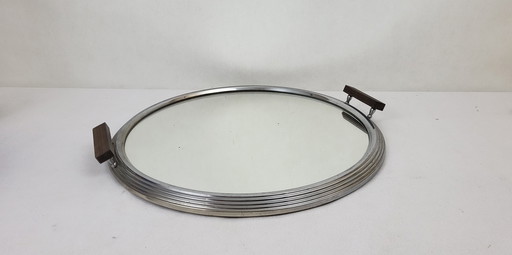 Plateau miroir rond époque Art déco 