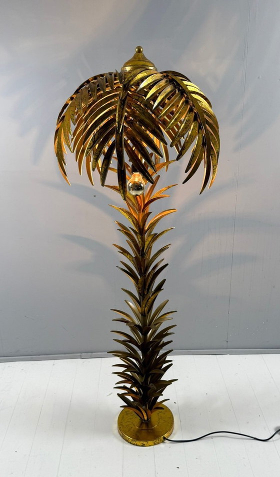 Image 1 of Gran lámpara de pie/palmera estilo Hollywood Regency, al estilo de Maison Jansen, Francia, década de 1970