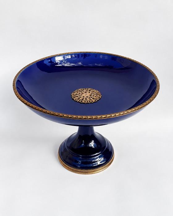 Tazza in Porcellana Blu Cobalto Stile Sèvres, Metallo Dorato, Fine XIX Secolo – Oggetti decorativi, Bronze (photo 2 of 9)