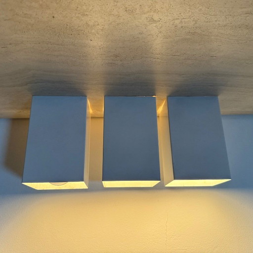 Set of 3 vintage Raak wall / ceiling lamps minimalist design , 1970s