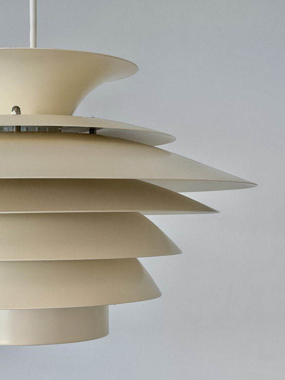 Lampada a sospensione vintage scandinava a 7 strati – Crema/Avorio – Di JEKA, Denmark, anni '60 (photo 11 of 15)